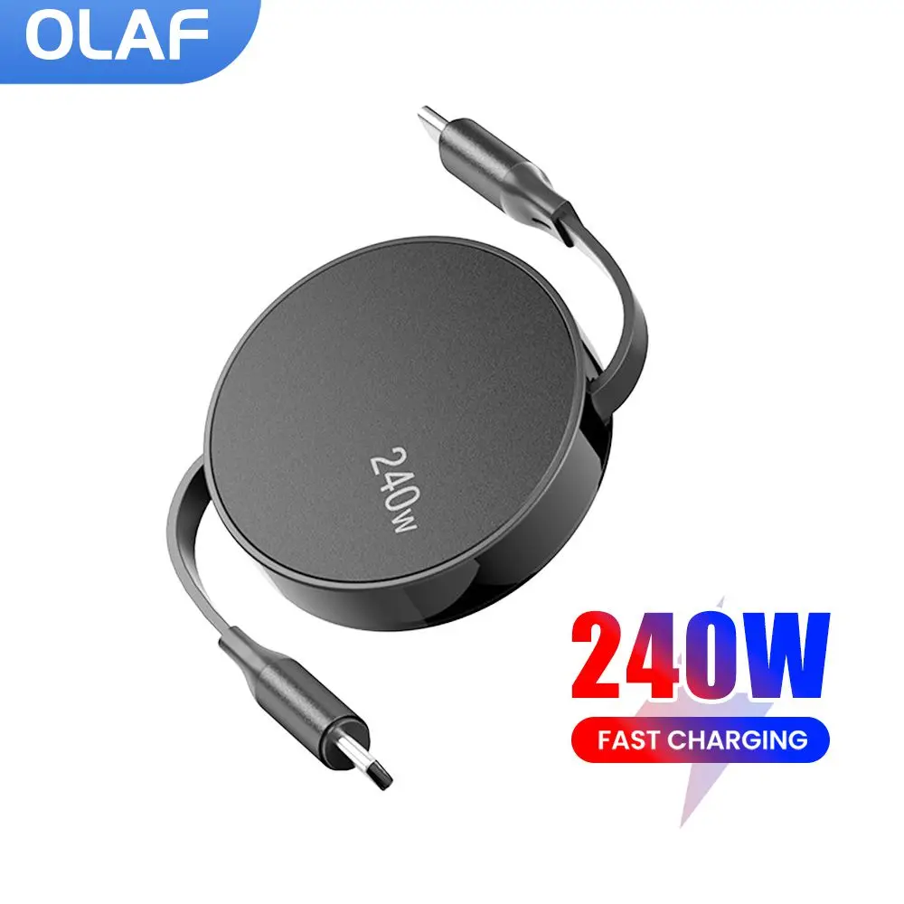 240W USB C to USB C PD Cable for iPhone 15 Pro Max PD Fast Charging Data Cord Retractable Type C Charger Cable Wire for Notebook BEST SELLERS