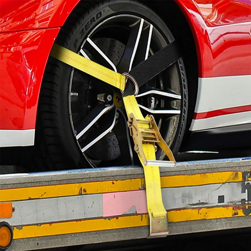 2pcs Trailer Ratchet Tie Down Straps with Padded Handles Hook Brake Binding Belt for Moving Securing Cargo Motorcycle