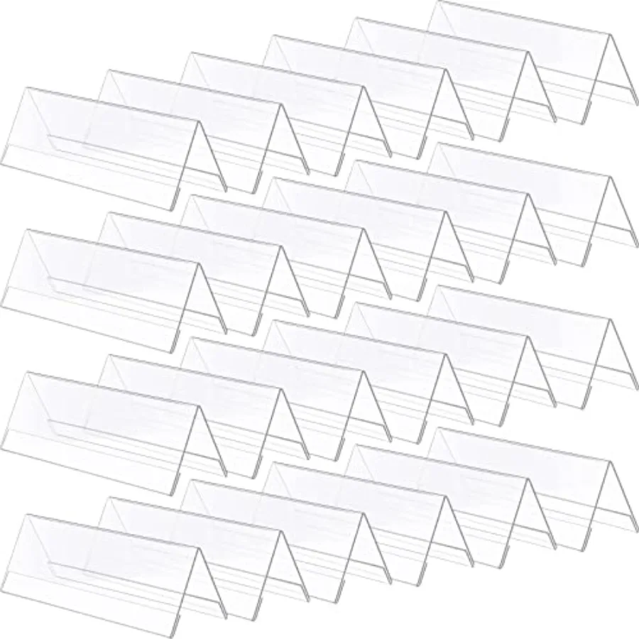 24 Pack Clear Plastic Name Plates for Desk 8.5 x 3 Acrylic Wall Name Plate Holder Desk Sign Frame for Table Display Blank Namep