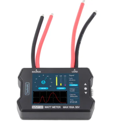 ToolkitRC FPV 드론용 PWM 출력 계량기 전력 분석기, LCD 디스플레이, 전력 전압 전류 테스터, WM150, 150A, 50V 와트