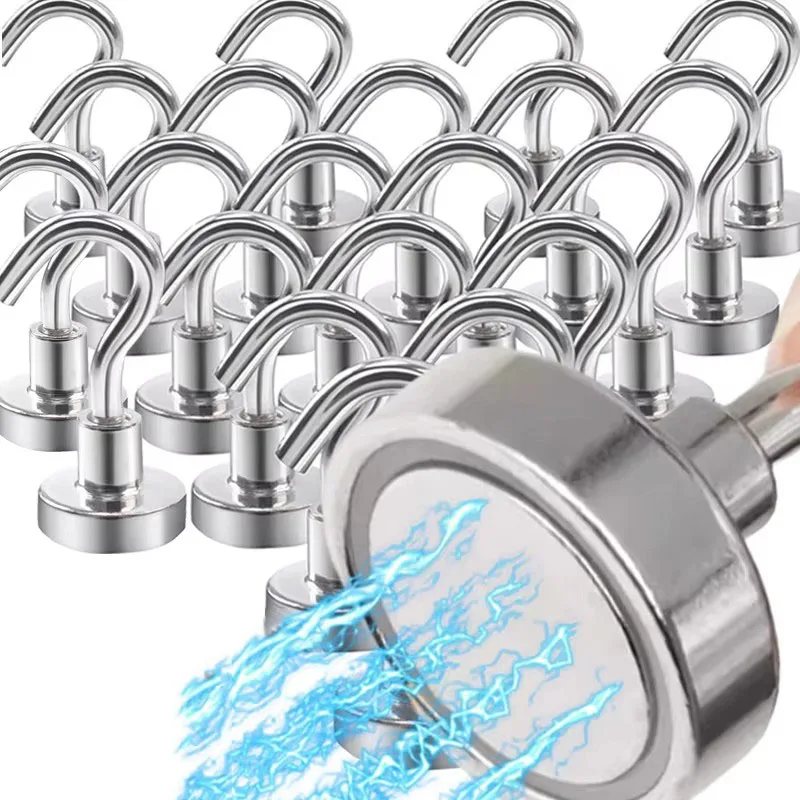 ตะขอแม่เหล็กอเนกประสงค์ 2/8/12 ชิ้น สำหรับติดตู้เย็น ติดผนัง แขวนกุญแจ เสื้อโค้ท ที่แขวนของในครัว 1