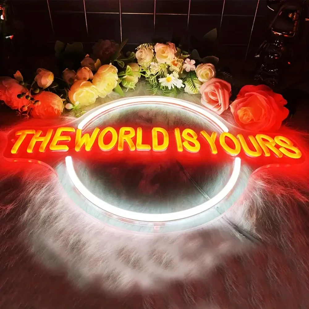 The World Is Yours Neon Sign-Acrylic Finish, Switch Control, Multipurpose USB Powered LED Light for Home, Bar, Wedding Decor