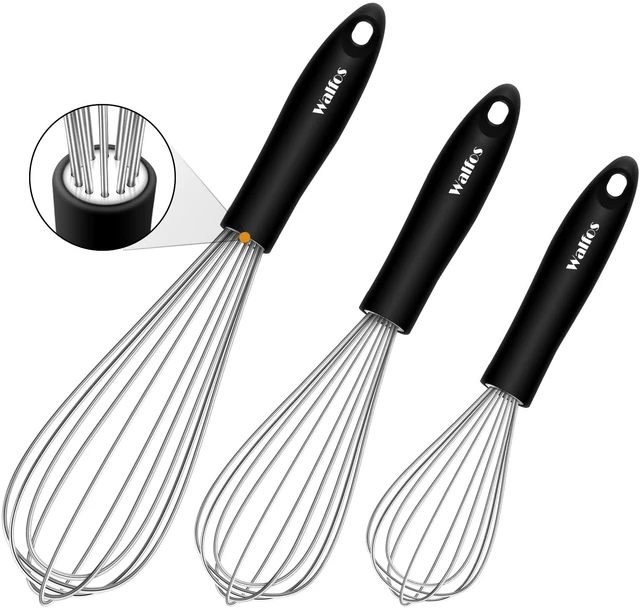 Food Grade Egg Whisk 12-inch Stainless Steel Egg Whisk with Anti-slip Rubber  Handle Handheld Mixer for Baking Cooking Essential - AliExpress