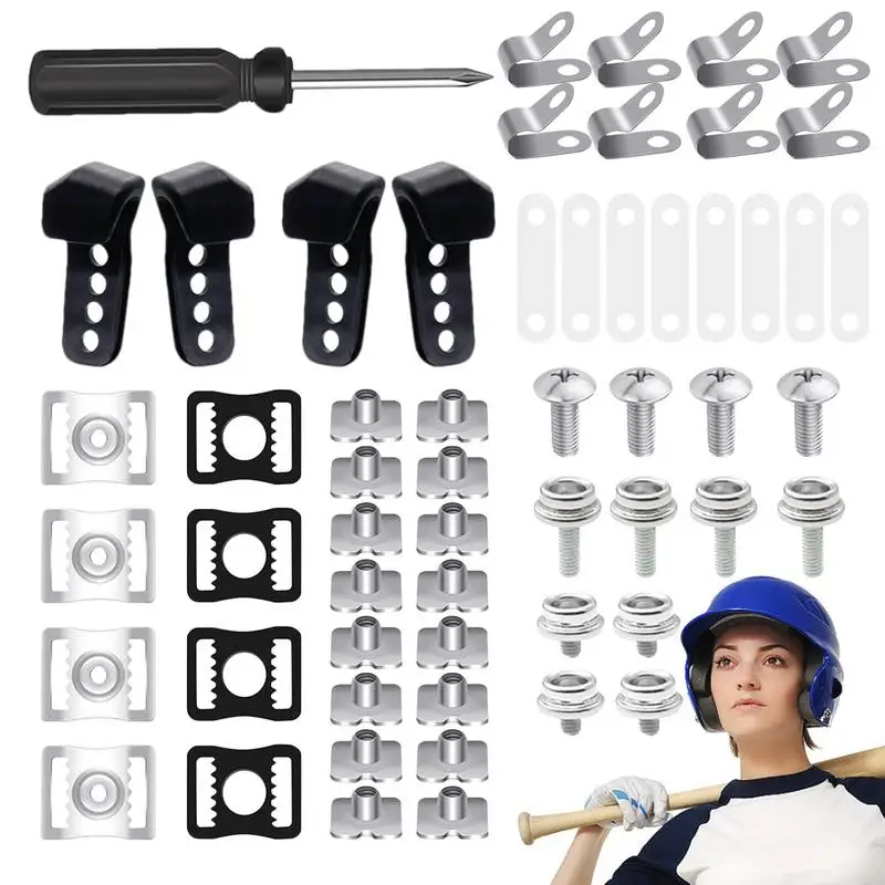 Football Headgear Hardware Kit Set Of 60 Ball Sport Headgear Repair Hardware Baseball And Hockey Repair Screwdriver For