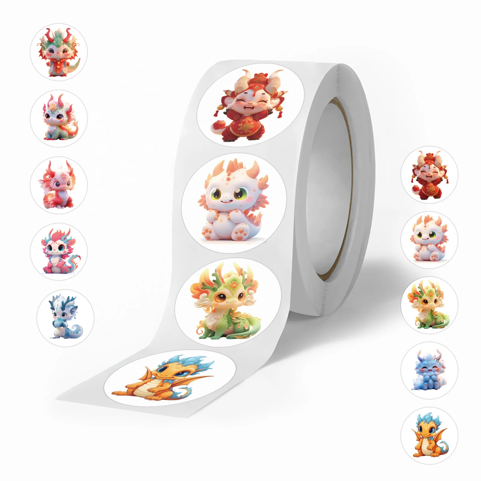 Dragon Sticker Roll 500Pcs/Roll Cartoon Cute Dragon Baby Stickers Perfect For Learning ...