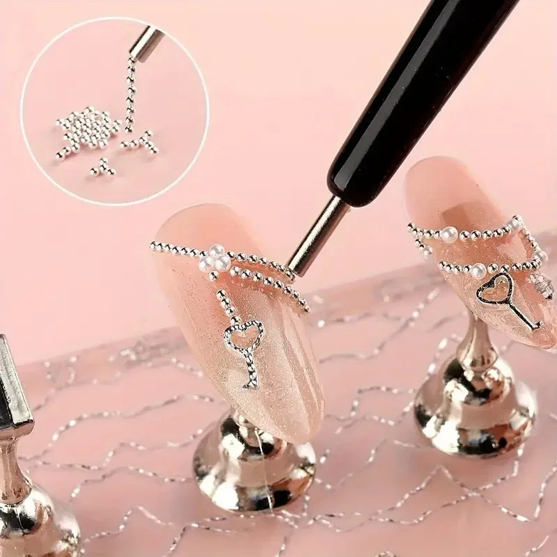 Mini Caviar Beads Nail Art Decorations 12Grids Metal Gold/Silver Micro Ball Nail Charms Magnetic Pen 0.5~3mm Ball Jewelry