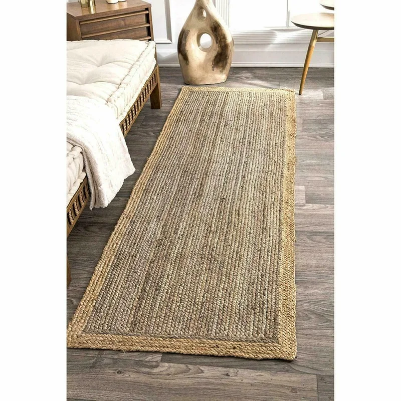 Rug 100% Jute Rectangle Natural Braided Floor Mat Handmade Reversible Runner Rug Rugs and Carpets for Home Living Room