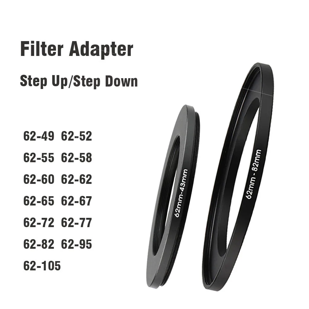 Description Picture 4 of itemCamera Lens Filter Adapter Ring Step Up / Down Ring Metal 62 mm - 49 52 55 58 62 67 72 77 82 86 mm for UV ND CPL Lens Hood etc.