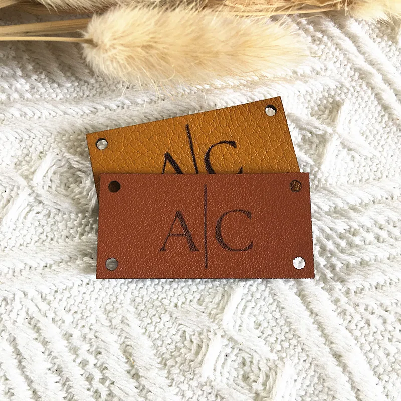 personalized Labels for handmade items,Knitting Logo Tag,center fold  leather labels, leather tags,branding logo labels - AliExpress