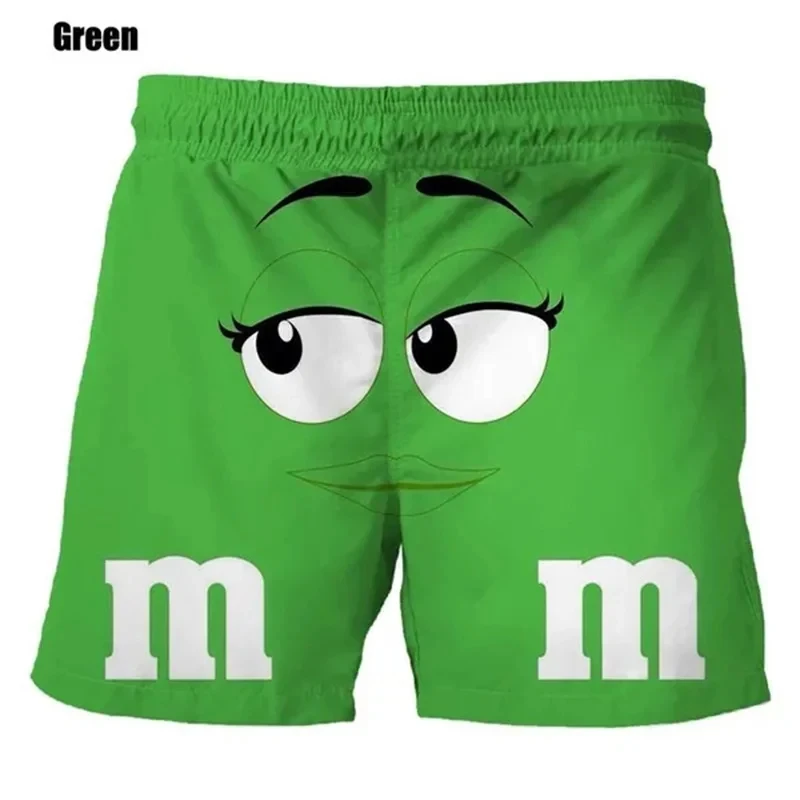 Funny M&M's Chocolate Bean Beach Shorts Men 3D Printing M&M Board Shorts Swimsuit Summer Quick Drying Shorts Sport Shorts 6