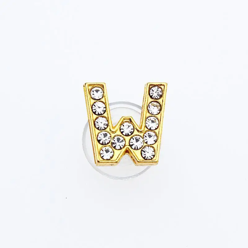 Goldene Buchstaben Kristall Diamant Legierung Charms Zubehör Mode Weiche PVC Schuhe Schnalle Kinder Dekoration Design Großhandel 1 Stücke – Detail 31