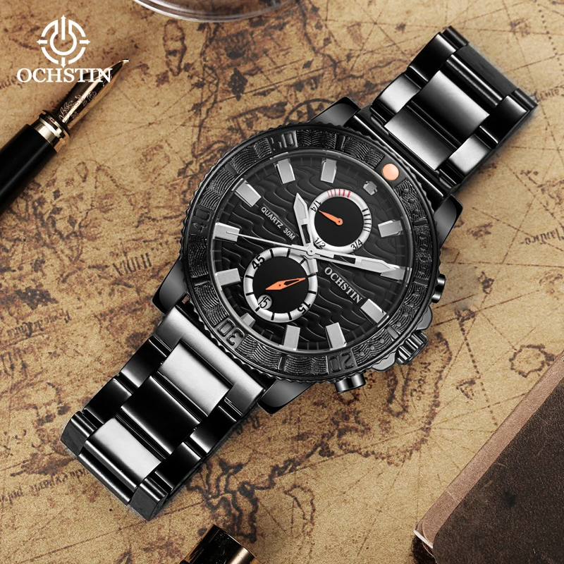 OCHSTIN Originale Series Multi-functional Quartz Watch Steel Strap HD Glow-in-the-dark Gentleman Quartz Watch ochstin originale series multi functional quartz watch steel strap hd glow in the dark gentleman quartz watch