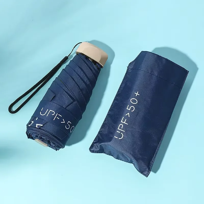 Small Pocket Rainproof Sun Umbrella Travel Umbrella Anti-UV Vinyl Folding Parasol Mini Capsule Pocket Sunshade