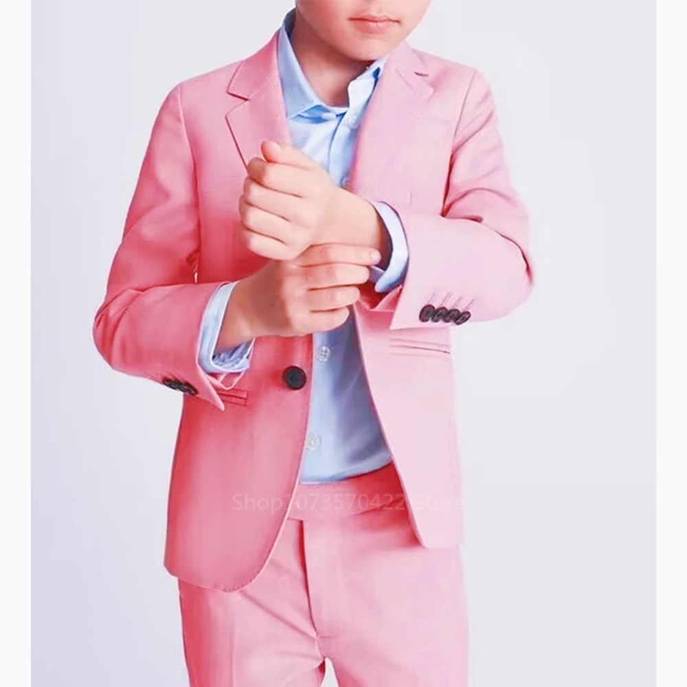 New Popular Boys Suit For School Activities Formal Classic Kids 2 Pieces Notch Lapel Blazer Pants Wedding Ring Bearer Set