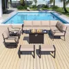 Aluminum courtyard furniture set, equipped with propane pit table and swivel chair, suitable for courtyards, poolside beaches 1