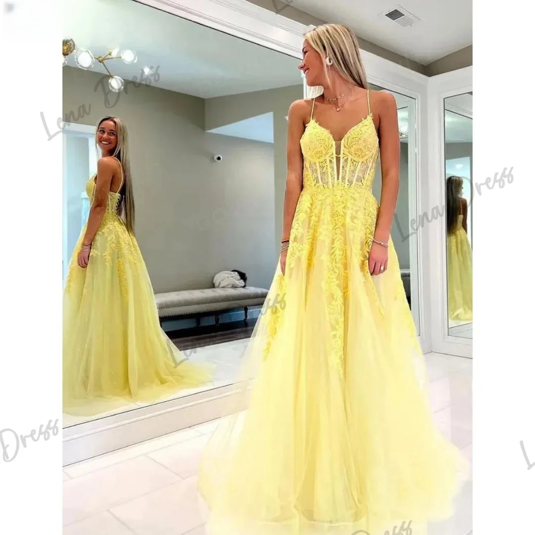 

Lena-Embroidered sheer dress 2024 Sweetheart bow yellow wedding dress Vestidos De Fiesta Elegantes Para Mujer