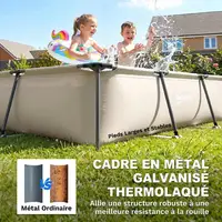 Piscine tubulaire rectangulaire avec pompe de filtration 3701L en PVC triple couche 316x238x66,5cm Gris 5