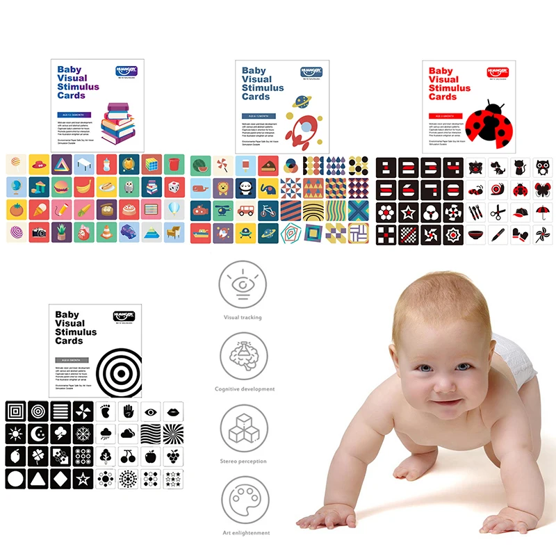 

Montessori Baby Card 0-36M Early Education Black And White Cards Color Training Visual Stimulation Shape Animal Cognitive Toys