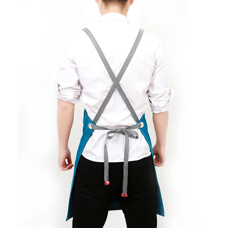 Canvas Work Apron for Women Chef Aprons Food Service Cooking Bibwith Pocket Cafes Chef Clothes Beauty Nails Studios Uniform
