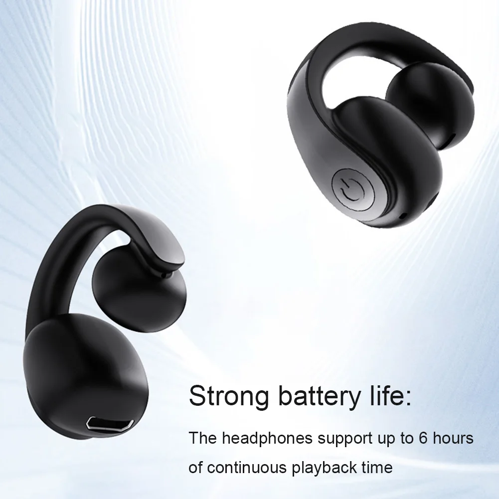 Wireless Noise-Canceling HiFi Stereo Ear Clip Earphones - Waterproof Bluetooth 5.4 Earbuds