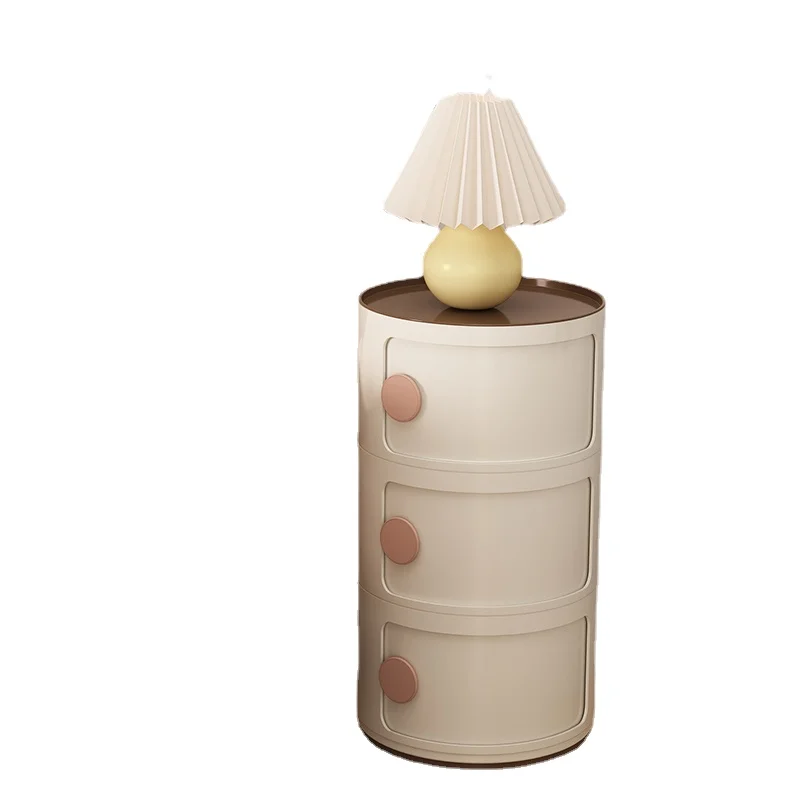

ZL Simple Plastic Side Table Small Mini Storage Box round Cabinet