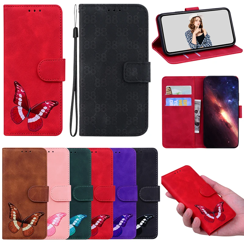 Elegant Leather Flip Wallet Case with Magnetic Closure and Anti-Fall Protection
