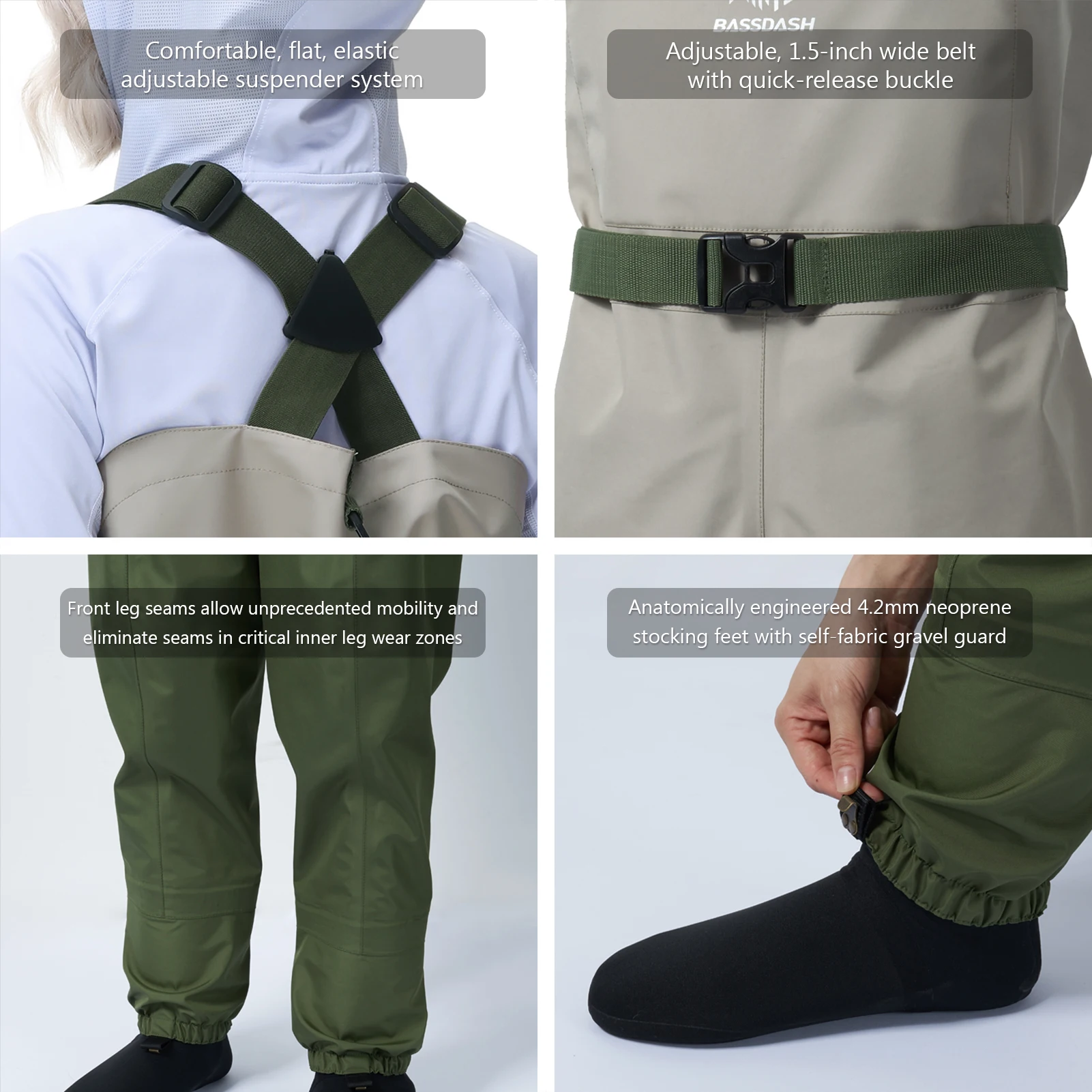 Bassdash IMMERSE Stocking Foot Fishing Waders Women Waterproof Lightweight Chest Wader For Ourdoor Adventure