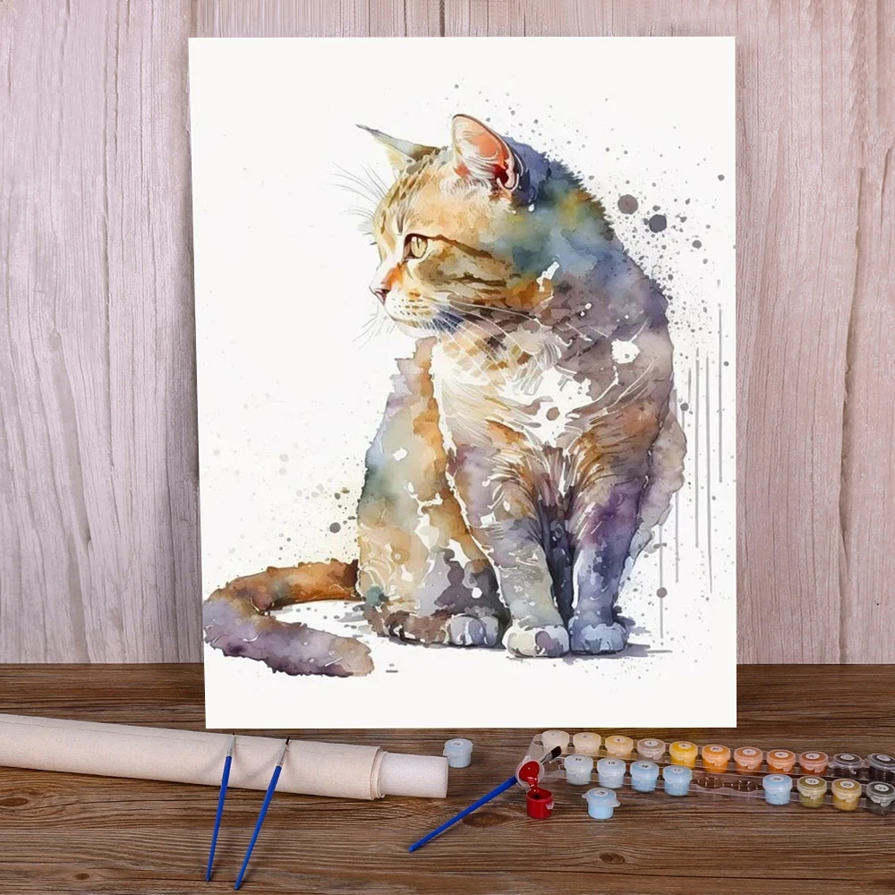 猫の数字によるアクリル絵の具,手作りの芸術,壁の絵画,家の装飾