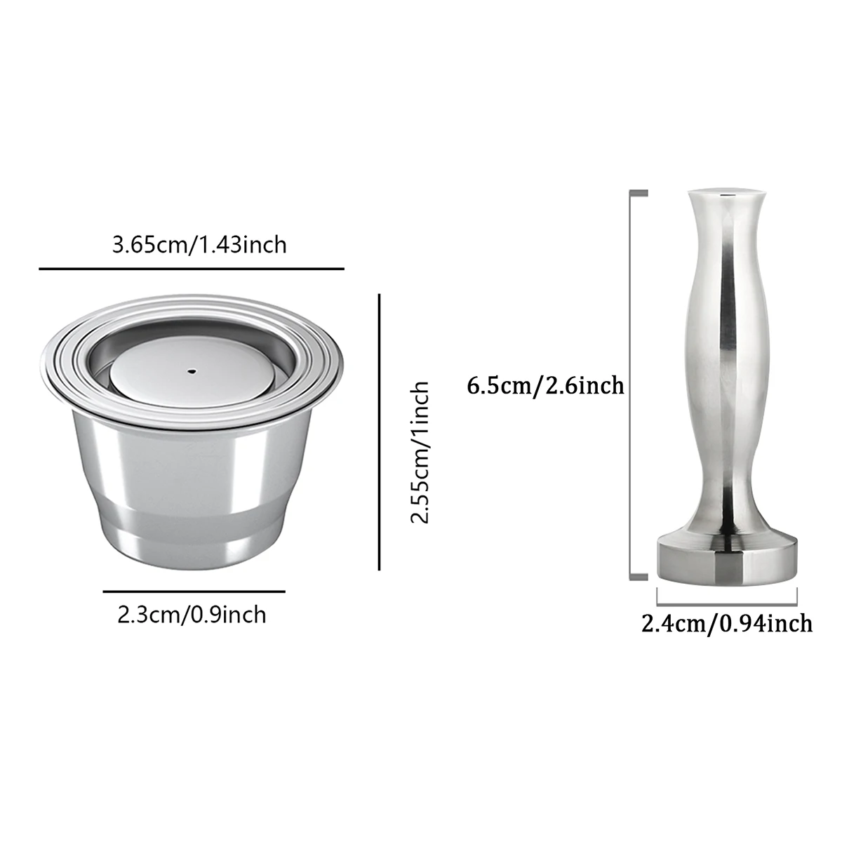 Stainless Steel Nespresso Refillable Coffee Capsule Coffee Tamper Reusable Coffee Pod Coffeeware Accessories For Barista