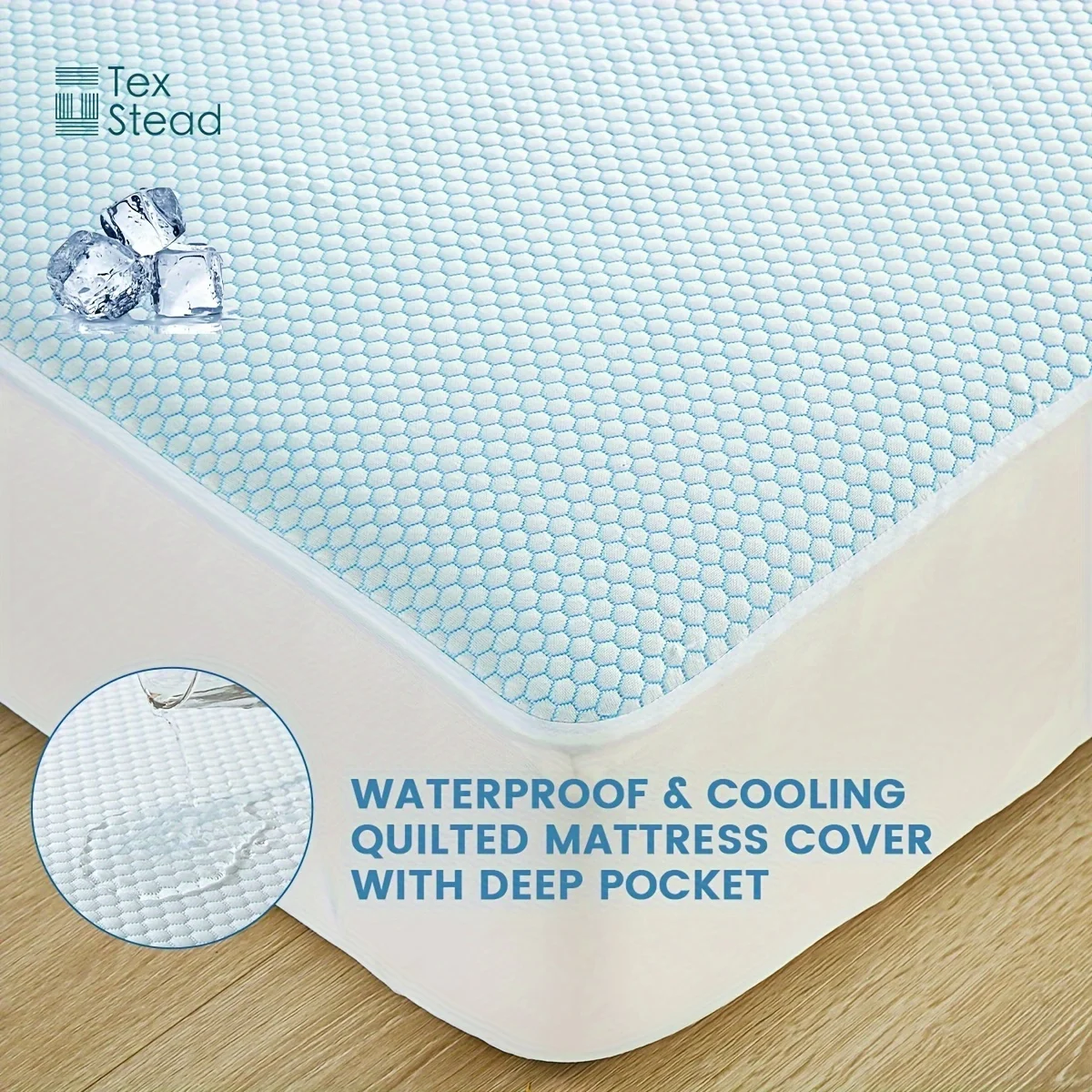 Surmatelas ajusté et rafraîchissant, drap matelassé imperméable, luxueux et doux pour dormeurs chauds, tissu doux avec poche profonde, 1 PC