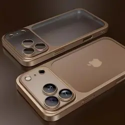 Luxury Transparent Matte Phone Case with Lens Protection and Metallic Frame Cover - iPhone 18 Pro Max (Gold)