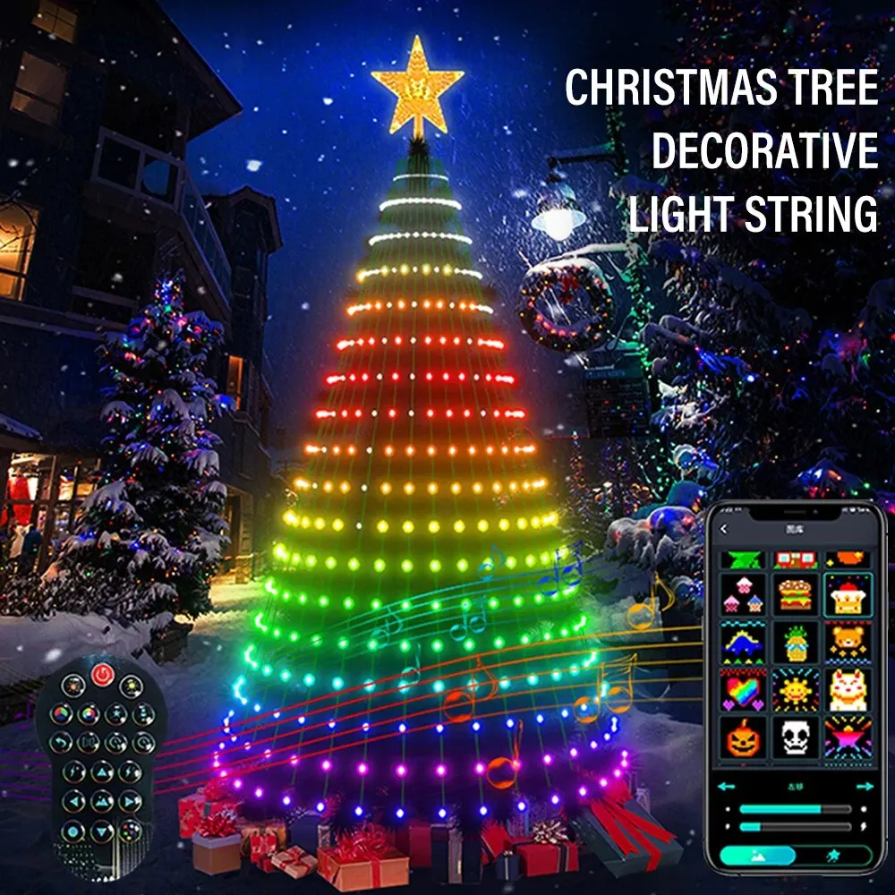 400LEDSmartChristmasTreeLightsAPPControleDIYTextoImagemRGB