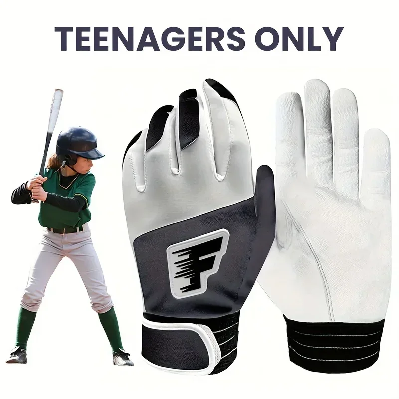Baseball Softball Batting Gloves Cabretta PU Leather Batting Gloves Pair Kids Pro Grip Gloves 1