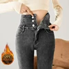 Winter Korean Stytle Casual Jeans Women High Waist Fleece High-waist Warm Skinny Jeans Thick Women Stretch Harajuku Pencil Pants
