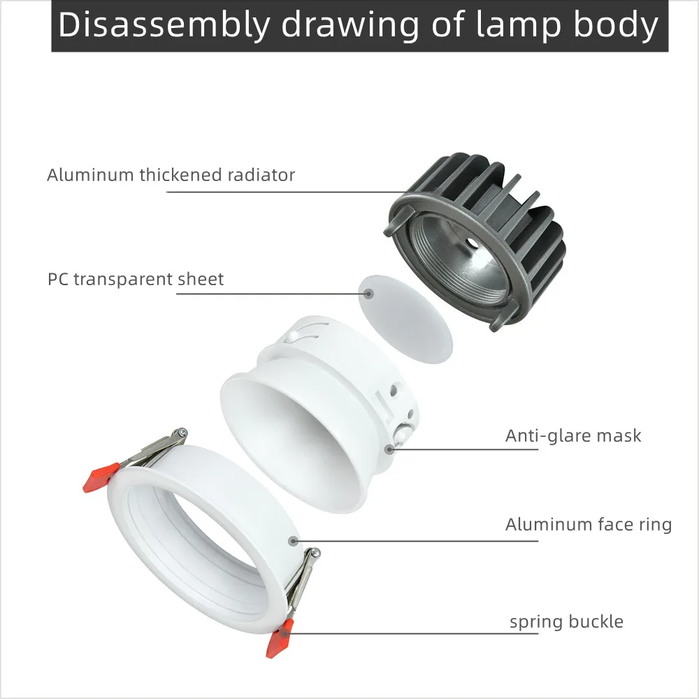 downlights High Quality Aluminum Enclosure Ceiling Recessed SMD 7W 9W 10W 12W 15W 18W 20W 24W LED Downlight for Commercial Home Lighting flush mount ceiling light