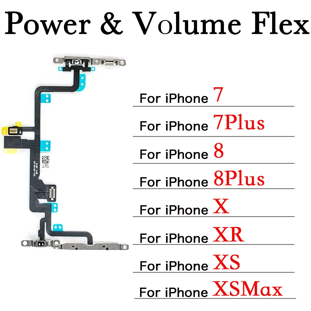 

Volume Buttons Flex Cable For iPhone 7 7Plus 8G 8 Plus X XR XS XSMax With Mute Switch Replacement