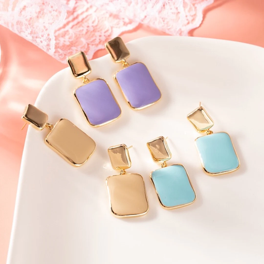 

korean fashion earrings brass material high quality metal surface drop glaze does not fade jewelry 2022 Korean fashion earrings