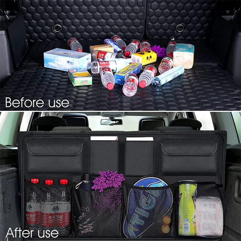 Car trunk storage bags suv car rear seat backrest hanging bags net car storage boxes bags