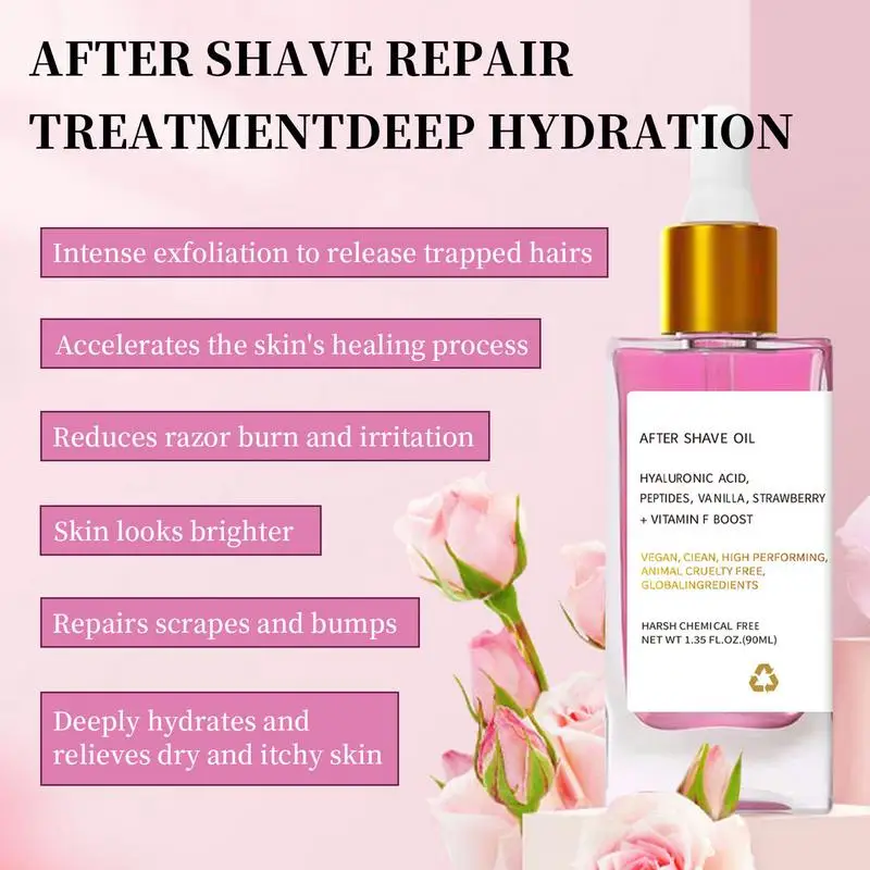 After Shave Oil 90ml Smooth Skin Aftershave Oil Strawberry Vanilla Beard Removal Soothing Product Prevent Ingrown Hairs