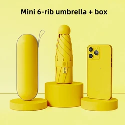 Compact Anti - UV Mini Umbrella with UV Protection and 6 Reinforced Ribs (YELLOW)