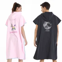 Microfiber swimming absorbent quick drying beach towel Cape hooded can wear men's and women's beach bathrobes surf bath towel 1