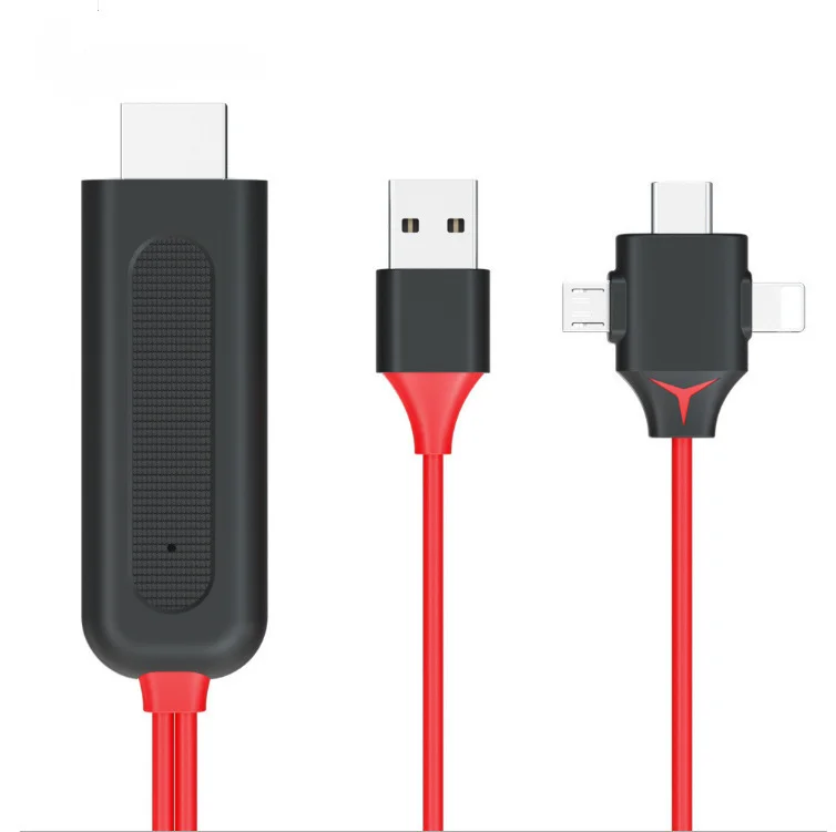 3 IN 1 Converter Adapter Mirror Cast MHL Cable Micro USB Type C To HDMI For IPhone IPad Android Phone TV Projector Converter