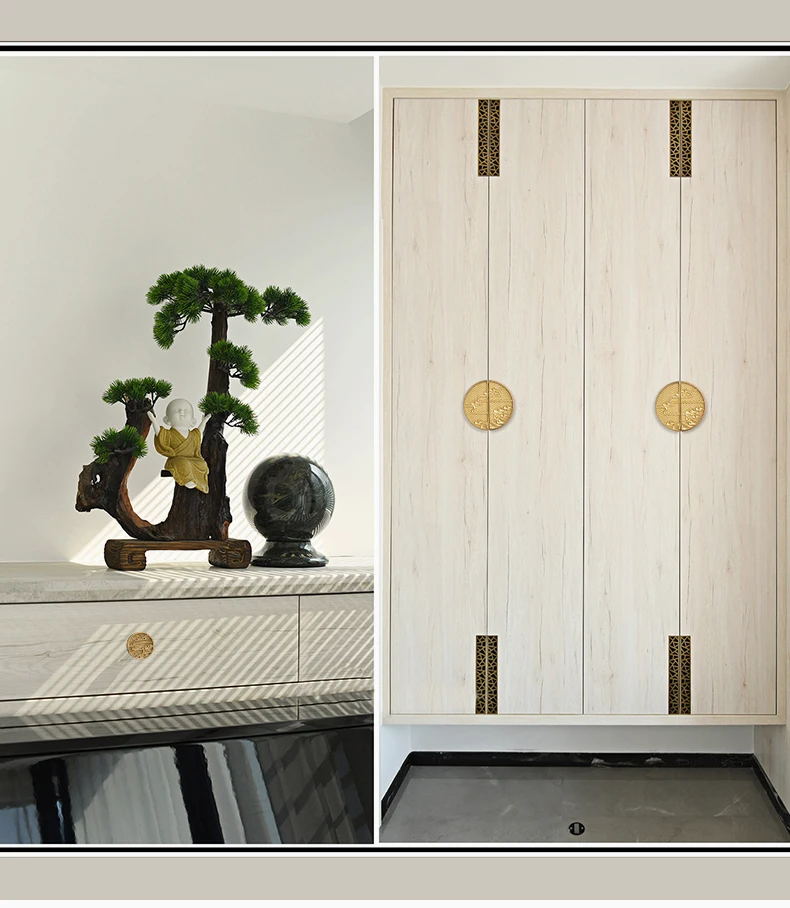 traditional chinese drawer handle round brass decorative knob