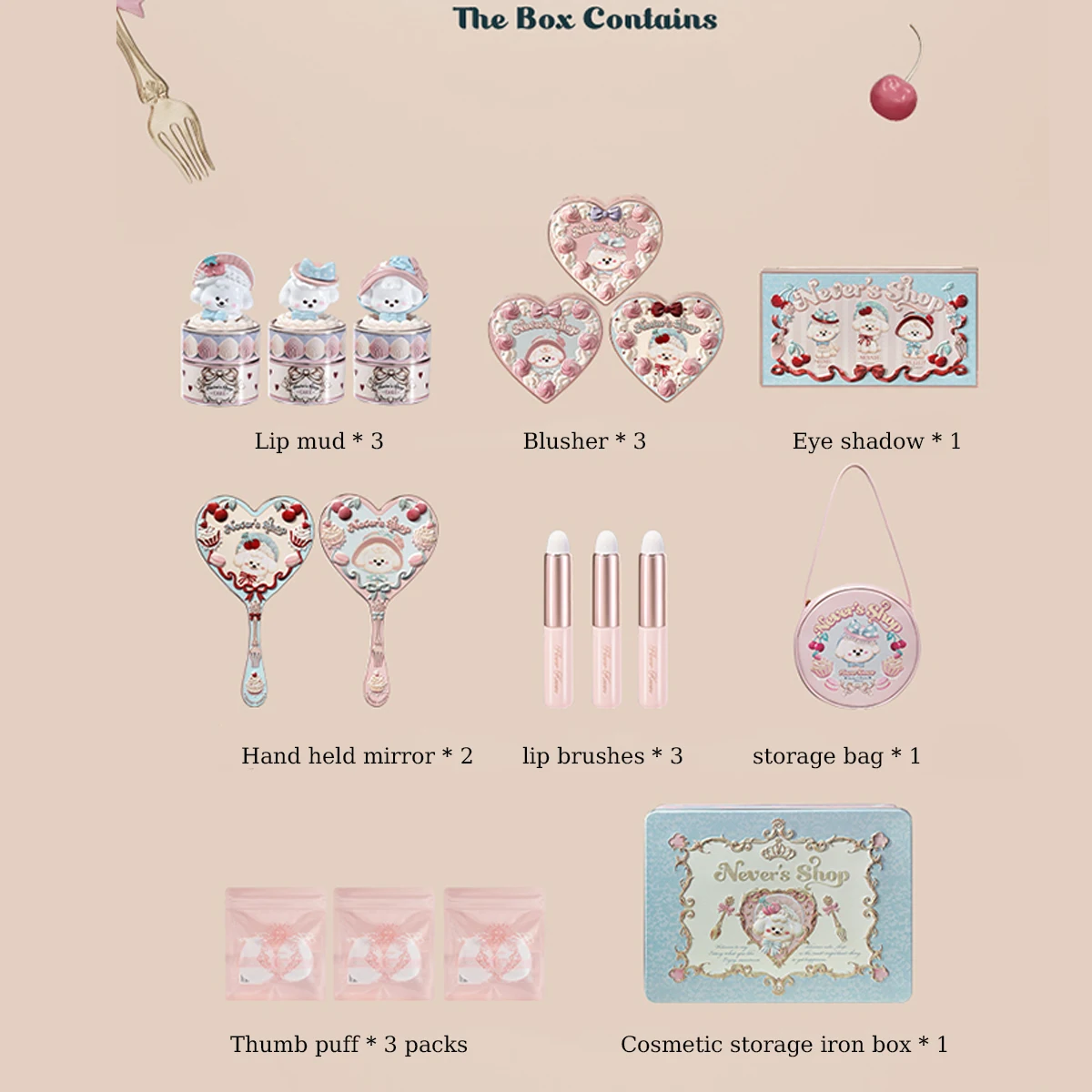 Flower Knows Never's Shop All In Gift Set Makeup Professionnelle Make up Gift box Lip Cream Blusher Eye shadow 17Pcs Kit 3