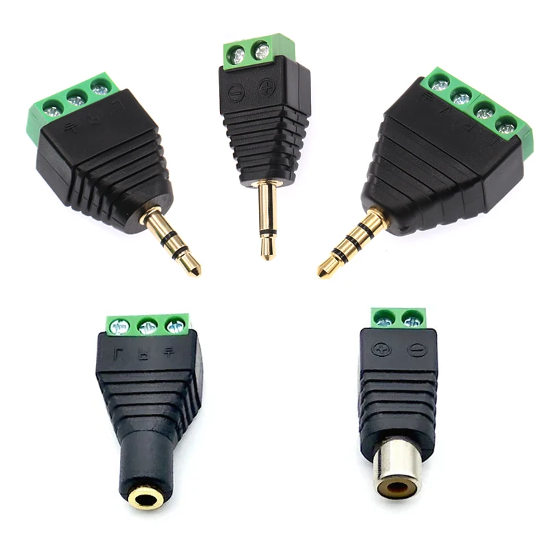 

2pcs/Lot 3.5mm to Dual Channel Terminal Audio Male Plug Connectors Adapters Mono Plug To 3.5mm Dual Channel Stereo Jack