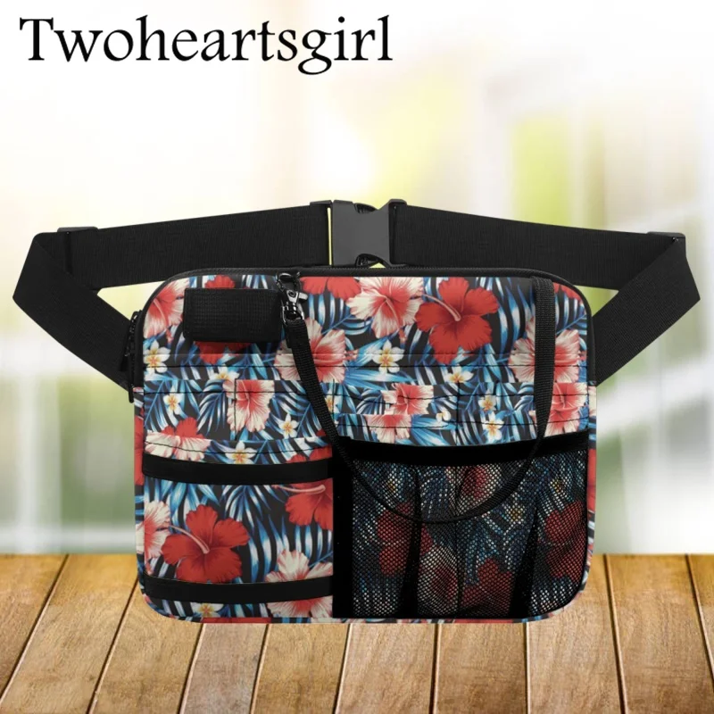 

Twoheartsgirl Hibiscus Casual Nurse Fanny Pack Large Capacity Waist Bag Care Accessory Multi-pocket Nursing Belt Pouch Buckle
