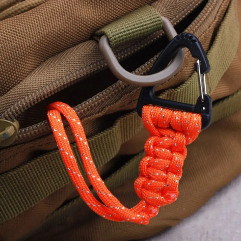Paracord Rope Braided Accessories Keychain Triangle Buckle Paracord Keychain Anti-lost High Strength Braided Woven 20cm Stable Parachute Cord Carabiner Climbing