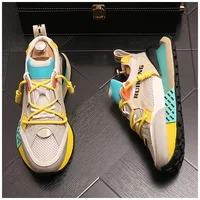 British Party Shoes Fashion Breathable Mesh Casual Sneakers Non-slip Round Toe Thick Bottom Business Leisure Walking Loafers 2