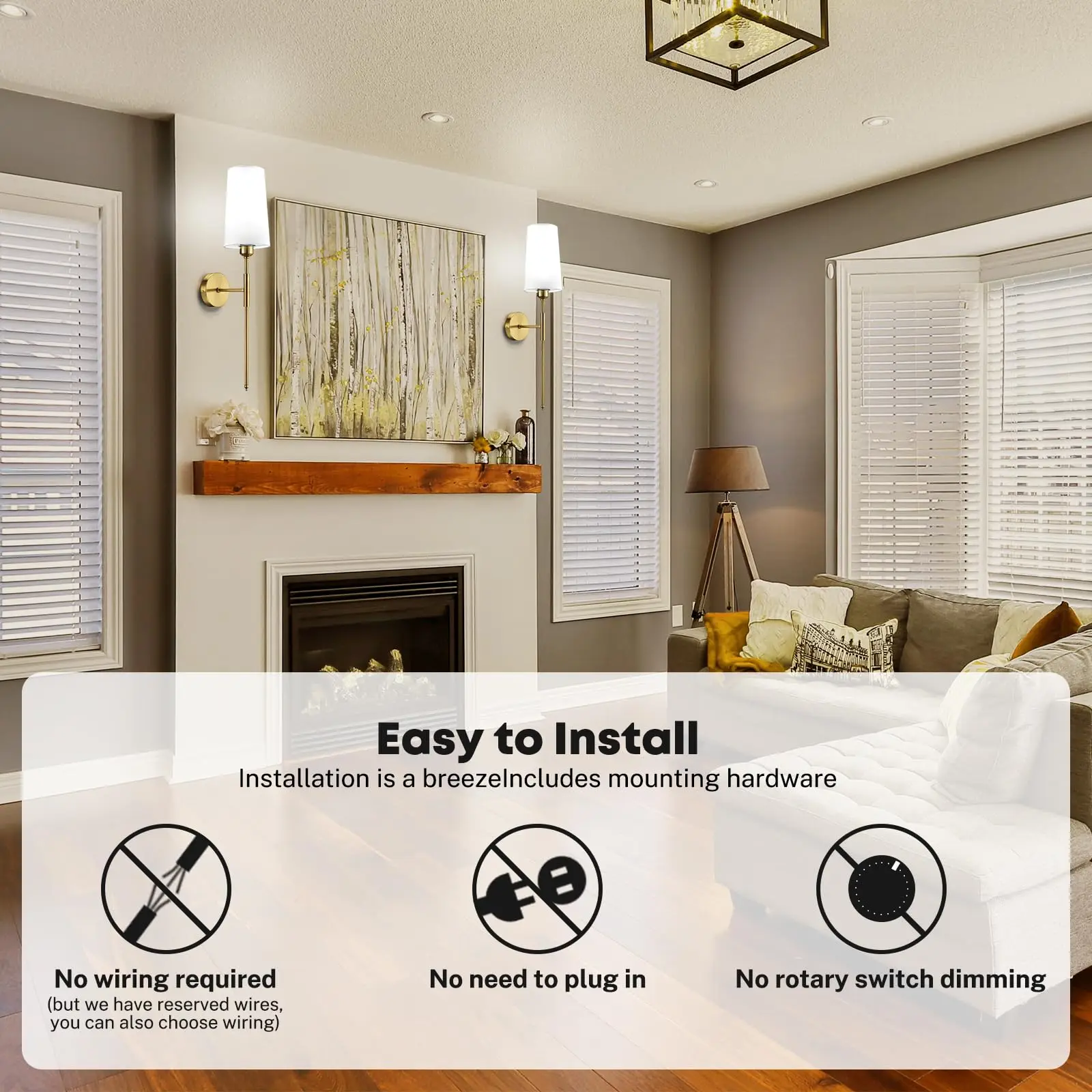 LED Wall Lamp NookNova 2Pack Gold Battery Operated Wall Sconces With Bulbs Wireless Rechargeable Powered Wall Lamp with Remote
