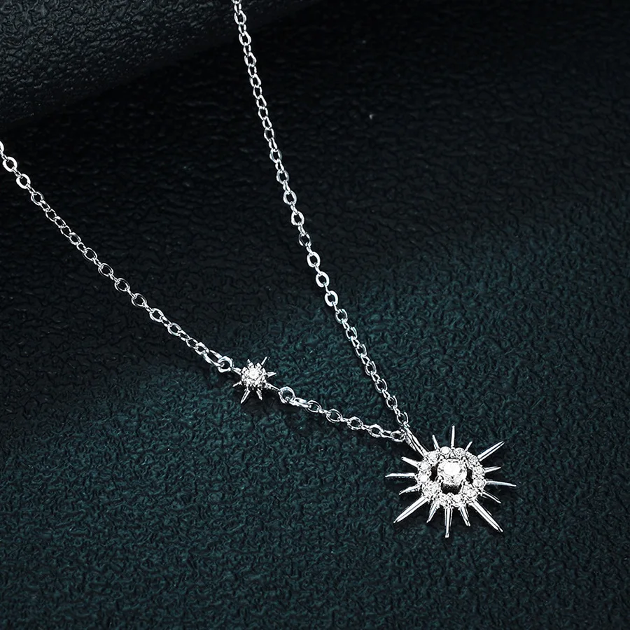 EWYA Real Moissanite Diamond Hexagram Pendant Necklace For Women Men 925 Sterling Silver Sun Flower Party Fine Jewelry Gift